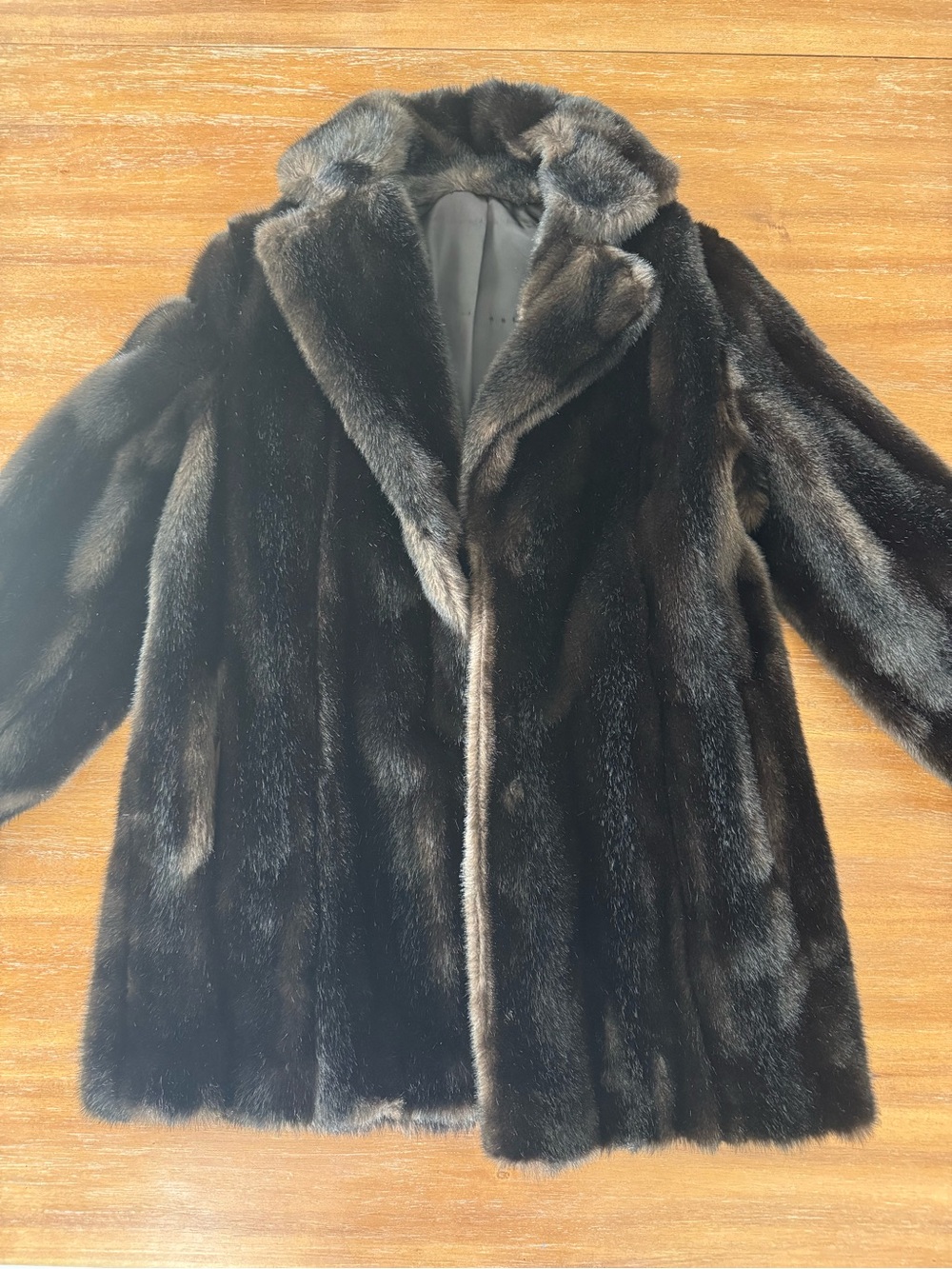 Women's Dark Brown Faux Fur Coat - Elegant Winter Jacket
